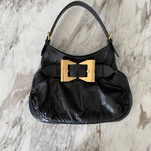GUCCI Leather Metal Bow Purse